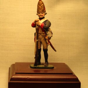 American Revolution Hessian Grenadier, leaning on rifle