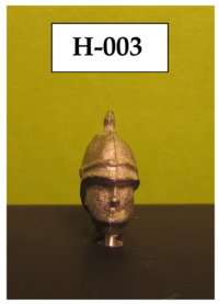 Head with spiked helmet for drums and bugles of the line